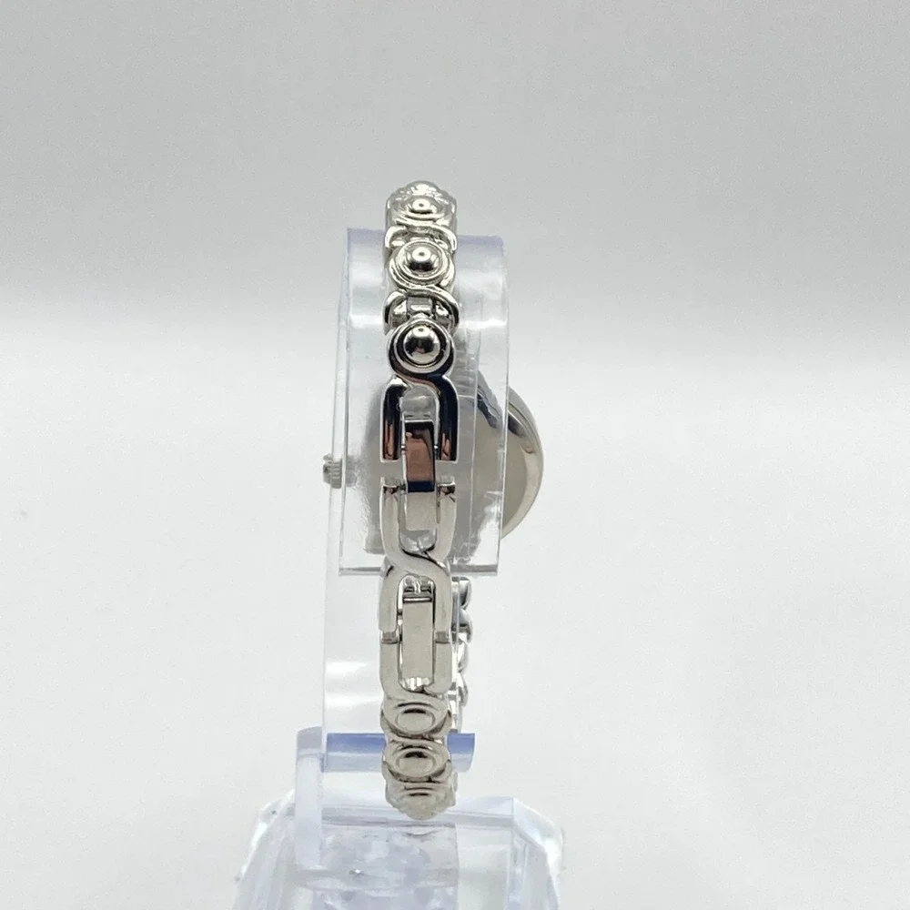 Modern Womens Watch 22mm Silver Tone Rainbow Crystals MOP Dial New Battery 6.75